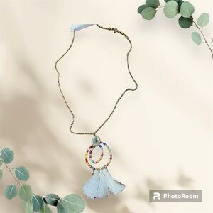 ✨ NWT Brand New Gold Plated Pendant
Necklace 32" Long Bling bling Tassel accent